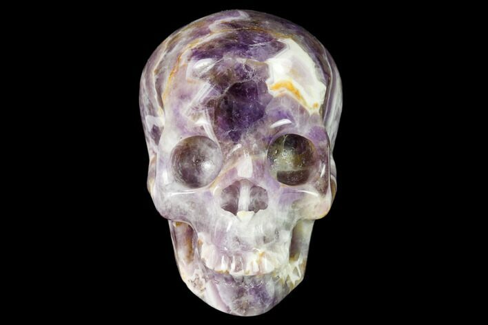 Realistic, Carved Chevron Amethyst Skull #150978